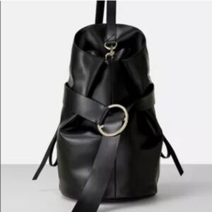 Liebeskind Berlin Medium B Bag Black Suede Leather Backpack Shoulder Bag Gold